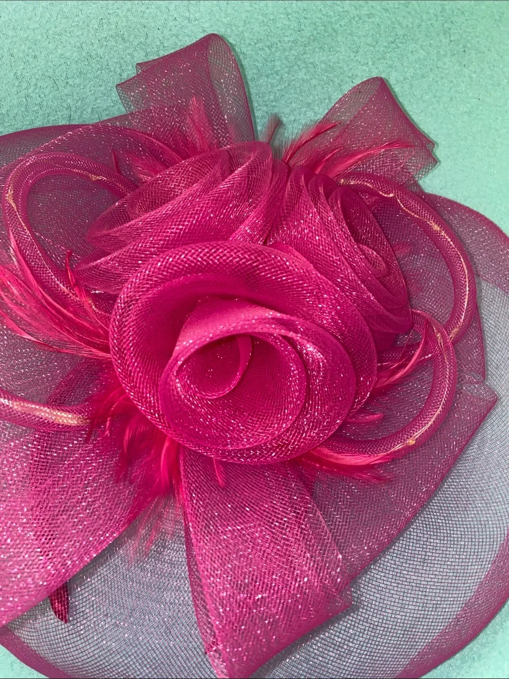 FASCINATOR light up mesh fuchsia pink headband elegant floral fun NEW size OSFA
